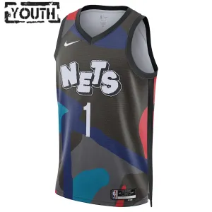 Nike Brooklyn Nets Mikal Bridges Trikot City Edition 23/24 Swingman Schwarz Für Kinder