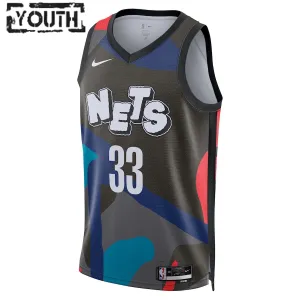 Nike Brooklyn Nets Nic Claxton Trikot City Edition 23/24 Swingman Schwarz Für Kinder