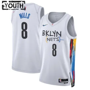 Nike Brooklyn Nets Patty Mills 8 Trikot City Edition 22/23 Swingman Weiß Für Kinder