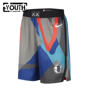 Nike Brooklyn Nets Shorts City Edition 23/24 Swingman Schwarz Für Kinder