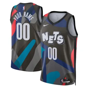 Nike Brooklyn Nets Trikot Personalisiert City Edition 23/24 Swingman Schwarz Für Herren