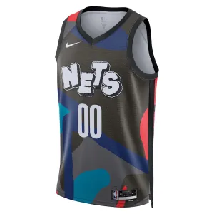 Nike Brooklyn Nets Trikot Personalisiert City Edition 23/24 Swingman Schwarz Für Herren