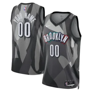 Nike Brooklyn Nets Trikot Personalisiert City Edition 24/25 Swingman Grau Für Herren