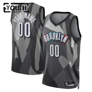 Nike Brooklyn Nets Trikot Personalisiert City Edition 24/25 Swingman Grau Für Kinder