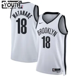 Nike Brooklyn Nets Yuta Watanabe 18 Trikot Association Edition Swingman Weiß Für Kinder