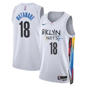 Nike Brooklyn Nets Yuta Watanabe 18 Trikot City Edition 22/23 Swingman Weiß Für Herren
