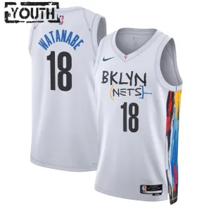 Nike Brooklyn Nets Yuta Watanabe 18 Trikot City Edition 22/23 Swingman Weiß Für Kinder