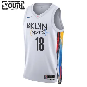 Nike Brooklyn Nets Yuta Watanabe 18 Trikot City Edition 22/23 Swingman Weiß Für Kinder