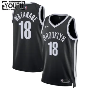 Nike Brooklyn Nets Yuta Watanabe 18 Trikot Icon Edition Swingman Schwarz Für Kinder