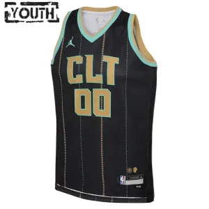 Jordan Charlotte Hornets Trikot Personalisiert City Edition 22/23 Swingman Schwarz Für Kinder