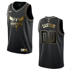 Nike Charlotte Hornets Golden Edition Trikot Personalisiert Swingman Schwarz Für Herren