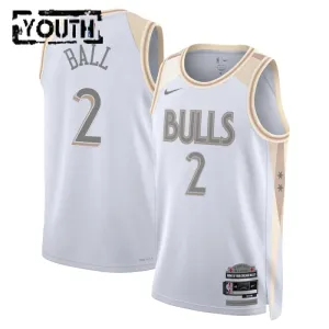 Nike Chicago Bulls Lonzo Ball Trikot City Edition 24/25 Swingman Weiß Für Kinder