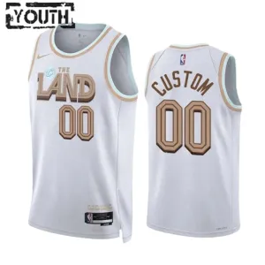 Nike Cleveland Cavaliers Trikot Personalisiert City Edition 22/23 Swingman Weiß Für Kinder