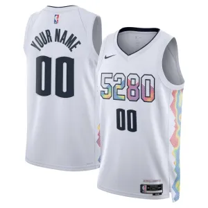 Nike Denver Nuggets Trikot Personalisiert City Edition 24/25 Swingman Weiß Für Herren