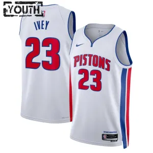 Nike Detroit Pistons Jaden Ivey 23 Trikot Association Edition Swingman Weiß Für Kinder