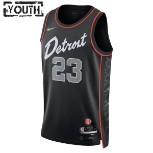 Nike Detroit Pistons Jaden Ivey Trikot City Edition 23/24 Swingman Schwarz Für Kinder