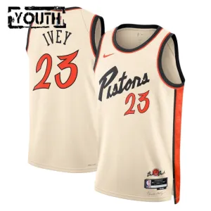Nike Detroit Pistons Jaden Ivey Trikot City Edition 24/25 Swingman Weiß Für Kinder