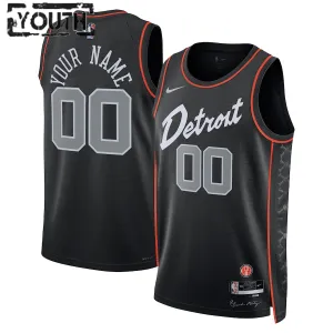 Nike Detroit Pistons Trikot Personalisiert City Edition 23/24 Swingman Schwarz Für Kinder