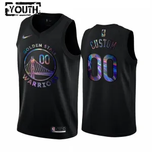 Nike Golden State Warriors HWC Iridescent Edition Trikot Personalisiert Swingman Schwarz Für Kinder