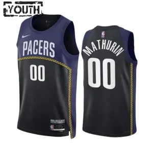 Nike Indiana Pacers Bennedict Mathurin 00 Black Trikot City Edition 22/23 Swingman Navy Für Kinder
