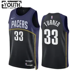Nike Indiana Pacers Myles Turner 33 Black Trikot City Edition 22/23 Swingman Navy Für Kinder