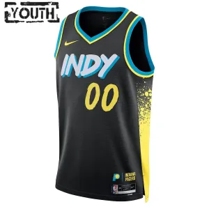 Nike Indiana Pacers Trikot Personalisiert City Edition 23/24 Swingman Schwarz Für Kinder