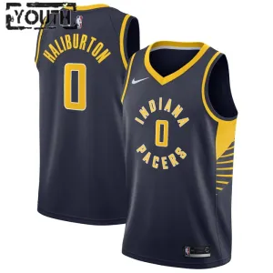 Nike Indiana Pacers Tyrese Haliburton 0 Trikot Icon Edition Swingman Navy Für Kinder
