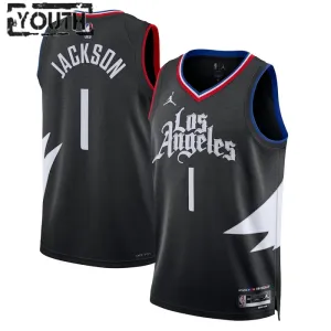 Jordan LA Clippers Reggie Jackson 1 Trikot Statement Edition Swingman Schwarz Für Kinder