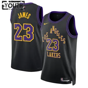 Nike Los Angeles Lakers Lebron James Trikot City Edition 23/24 Swingman Schwarz Für Kinder