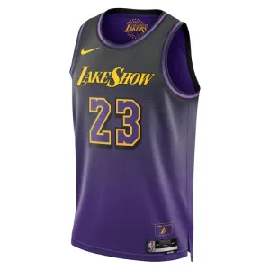 Nike Los Angeles Lakers Lebron James Trikot City Edition 24/25 Swingman Lila Für Herren