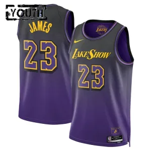 Nike Los Angeles Lakers Lebron James Trikot City Edition 24/25 Swingman Lila Für Kinder