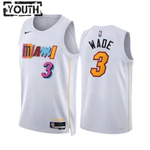 Nike Miami Heat Dwyane Wade 3 Trikot City Edition 22/23 Swingman Weiß Für Kinder