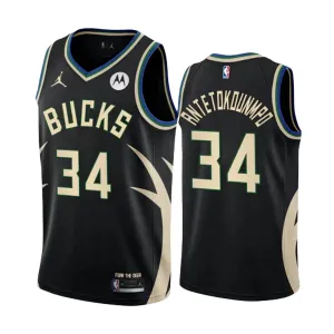 Jordan Milwaukee Bucks Giannis Antetokounmpo 34 Trikot Statement Edition Swingman Schwarz Für Herren