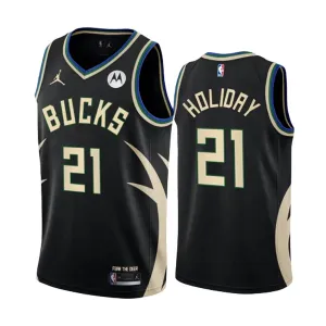 Jordan Milwaukee Bucks Jrue Holiday 21 Trikot Statement Edition Swingman Schwarz Für Herren