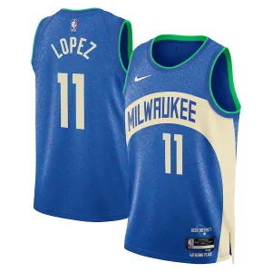 Nike Milwaukee Bucks Brook Lopez Trikot City Edition 23/24 Swingman Royal Für Herren