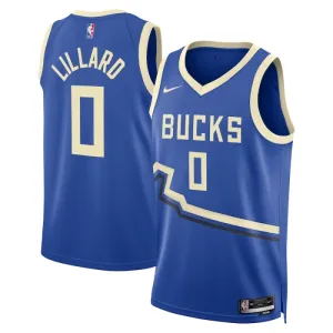 Nike Milwaukee Bucks Damian Lillard Trikot City Edition 24/25 Swingman Blau Für Herren