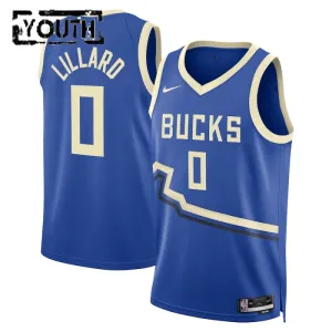 Nike Milwaukee Bucks Damian Lillard Trikot City Edition 24/25 Swingman Blau Für Kinder