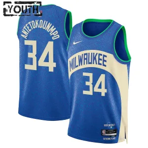 Nike Milwaukee Bucks Giannis Antetokounmpo Trikot City Edition 23/24 Swingman Royal Für Kinder
