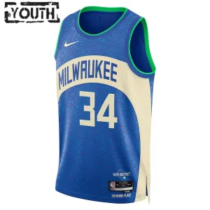 Nike Milwaukee Bucks Giannis Antetokounmpo Trikot City Edition 23/24 Swingman Royal Für Kinder