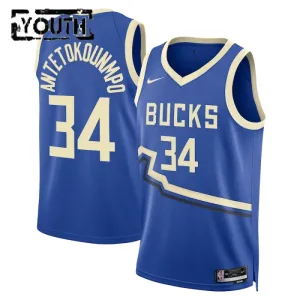 Nike Milwaukee Bucks Giannis Antetokounmpo Trikot City Edition 24/25 Swingman Blau Für Kinder