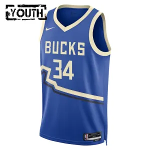 Nike Milwaukee Bucks Giannis Antetokounmpo Trikot City Edition 24/25 Swingman Blau Für Kinder