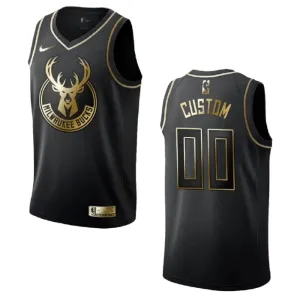 Nike Milwaukee Bucks Golden Edition Trikot Personalisiert Swingman Schwarz Für Herren
