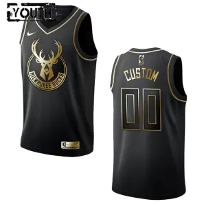Nike Milwaukee Bucks Golden Edition Trikot Personalisiert Swingman Schwarz Für Kinder