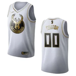 Nike Milwaukee Bucks Golden Edition Trikot Personalisiert Swingman Weiß Für Herren