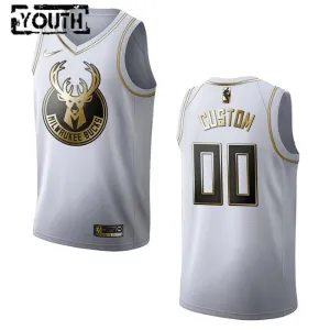 Nike Milwaukee Bucks Golden Edition Trikot Personalisiert Swingman Weiß Für Kinder
