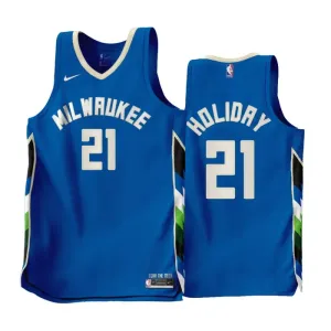 Nike Milwaukee Bucks Jrue Holiday 21 Trikot City Edition 22/23 Swingman Blau Für Herren