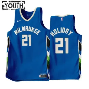 Nike Milwaukee Bucks Jrue Holiday 21 Trikot City Edition 22/23 Swingman Blau Für Kinder