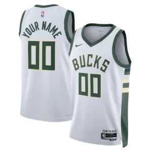 Nike Milwaukee Bucks Trikot Personalisiert Association Edition Swingman Weiß Für Herren
