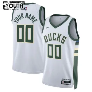 Nike Milwaukee Bucks Trikot Personalisiert Association Edition Swingman Weiß Für Kinder