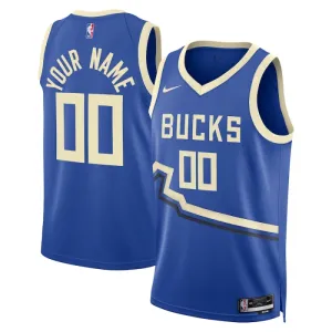 Nike Milwaukee Bucks Trikot Personalisiert City Edition 24/25 Swingman Blau Für Herren